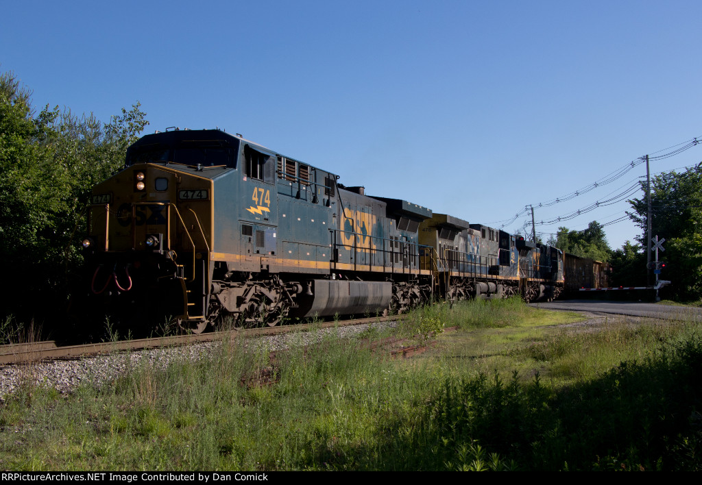 CSXT 474 Leads M427 at Shrewsbury St. 